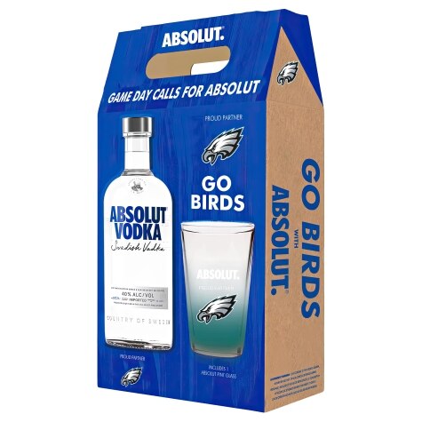 Absolut Vodka with Philadelphia Eagles Pint Glass Gift Set